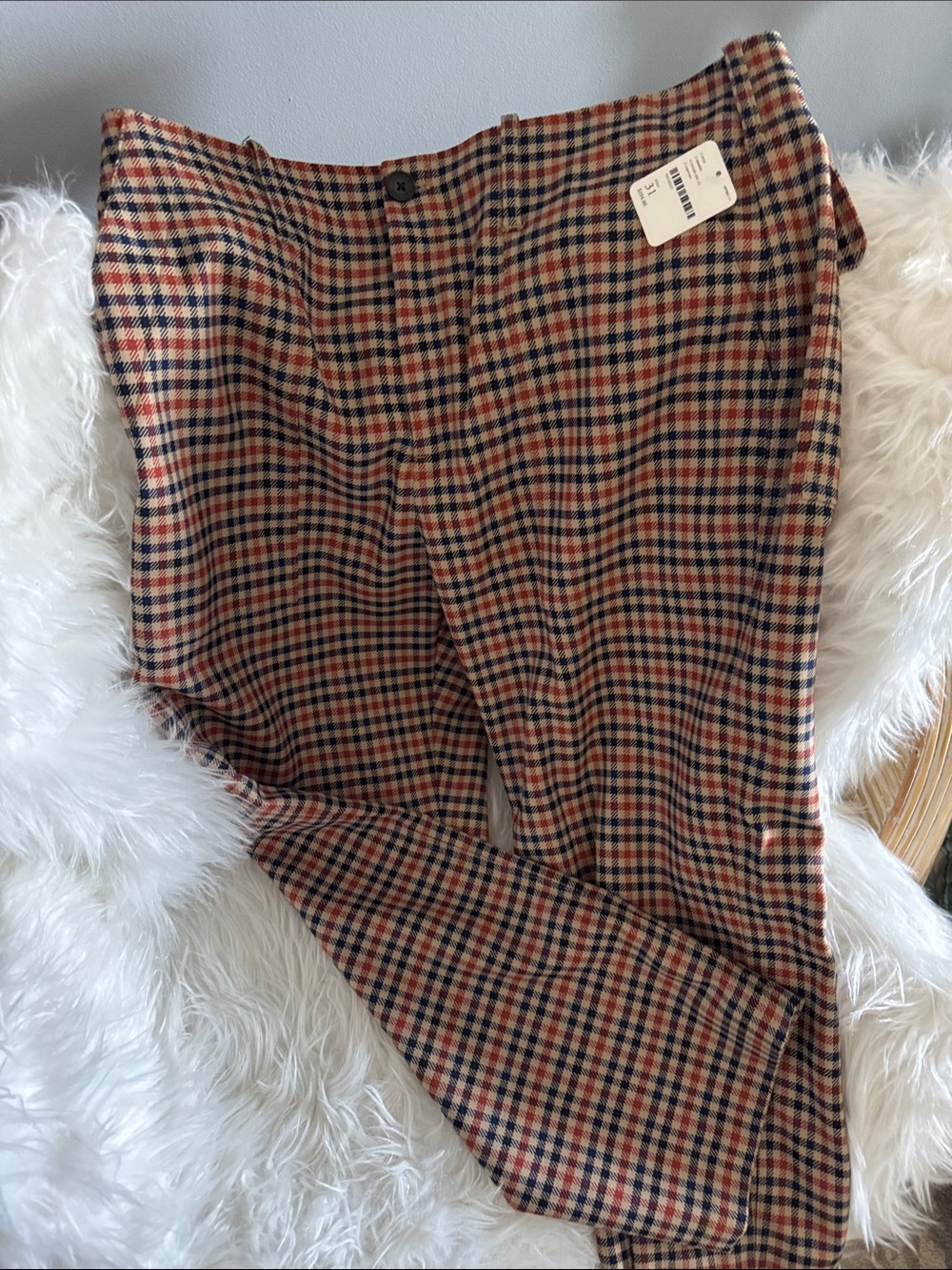 Closed Checked Wool Trousers in Beige, Navy & Red